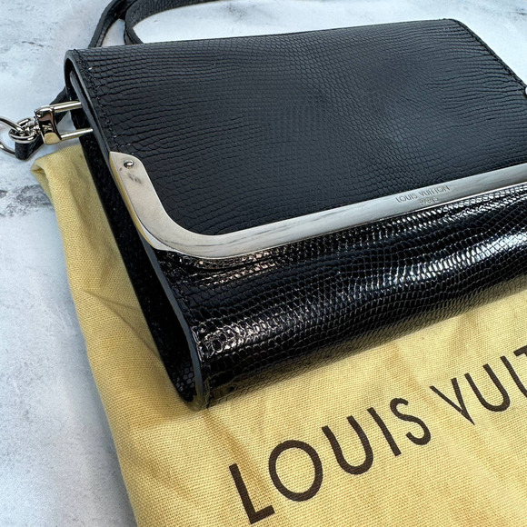 Louis Vuitton Exotic Lizard Leather Rossmore PM Black Evening Crossbody LV Bag - Picture 10 of 15